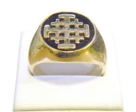 Anello Stemma Croce Bizantina Sterling Dorato